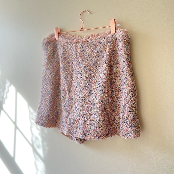 AQUA Soft Multicolored Tweed Fringe Skort NWT Size Large - Picture 7 of 10